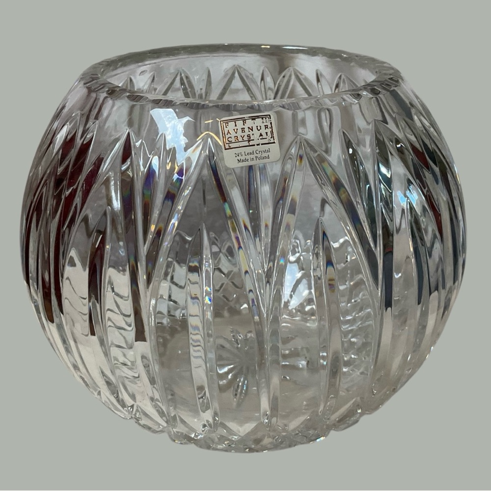 NWT Fifth Avenue Crystal Astor 9” Rosebowl - 24% Lead Crystal - Made In Poland